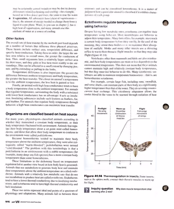 Textbook p. 916: 41.8 Other factors, thermal classification, ectotherms