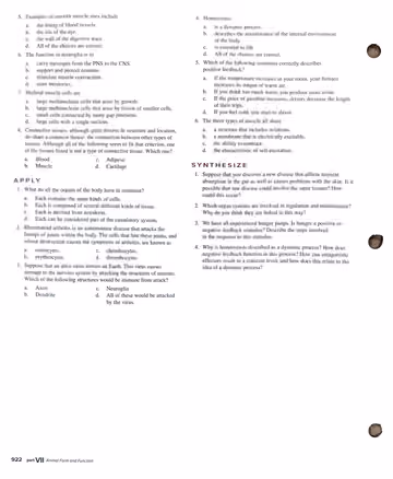 Textbook p. 922: Review Questions (Understand 5-8, Apply, Synthesize)