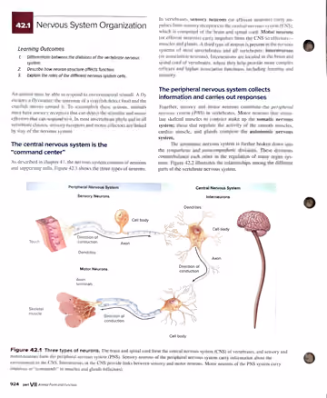 Textbook p. 924: 42.1 Nervous System Organization