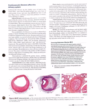Textbook p. 1081: 48.7 Cardiovascular Disease (atherosclerosis, heart attack, angina, stroke); Learning Outcomes Review 48.5; Figure 48.17