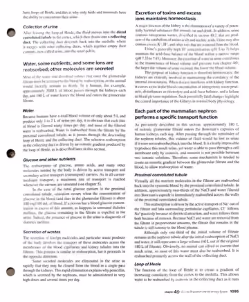 Textbook p. 1095: 49.5 The Mammalian Kidney (collection of urine; reabsorption and secretion)