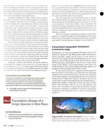 Textbook p. 1218: 54.1 (cont.) The Environmental Challenges and 54.2 Populations: Groups of a Single Species in One Place