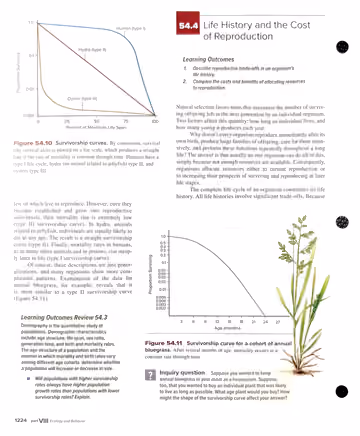 Textbook p. 1224: 54.3 Population Demography and Dynamics; 54.4 Life History and the Cost of Reproduction