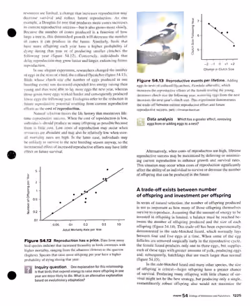 Textbook p. 1225: 54.4 (cont.) Life History and the Cost of Reproduction