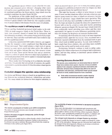 Textbook p. 1284: 56.5 Island Biogeography / Chapter Review
